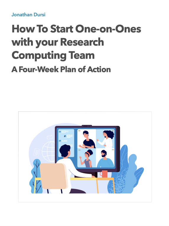Cover page for the Research Computing Teams one-on-ones ebook